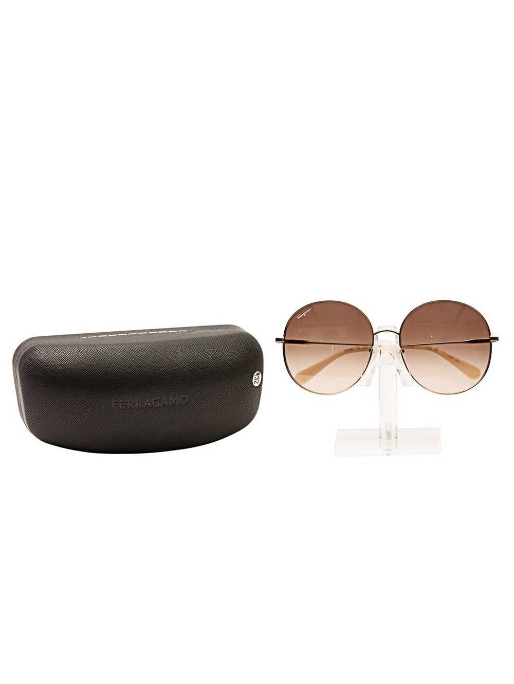 Salvatore Ferragamo Ferragamo Oversize Round Metal Gold